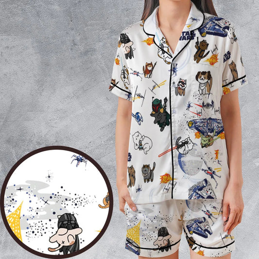 Satin Short-Sleeve Pajamas Set - PZG5MA5X