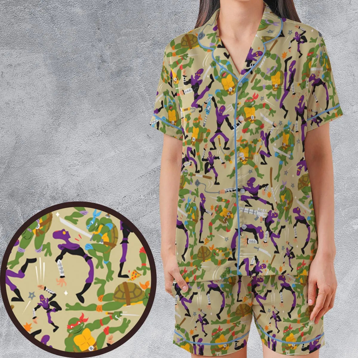 Satin Short-Sleeve Pajamas Set - S2RAKWYG