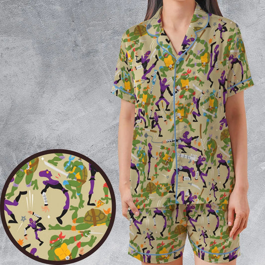 Satin Short-Sleeve Pajamas Set - S2RAKWYG