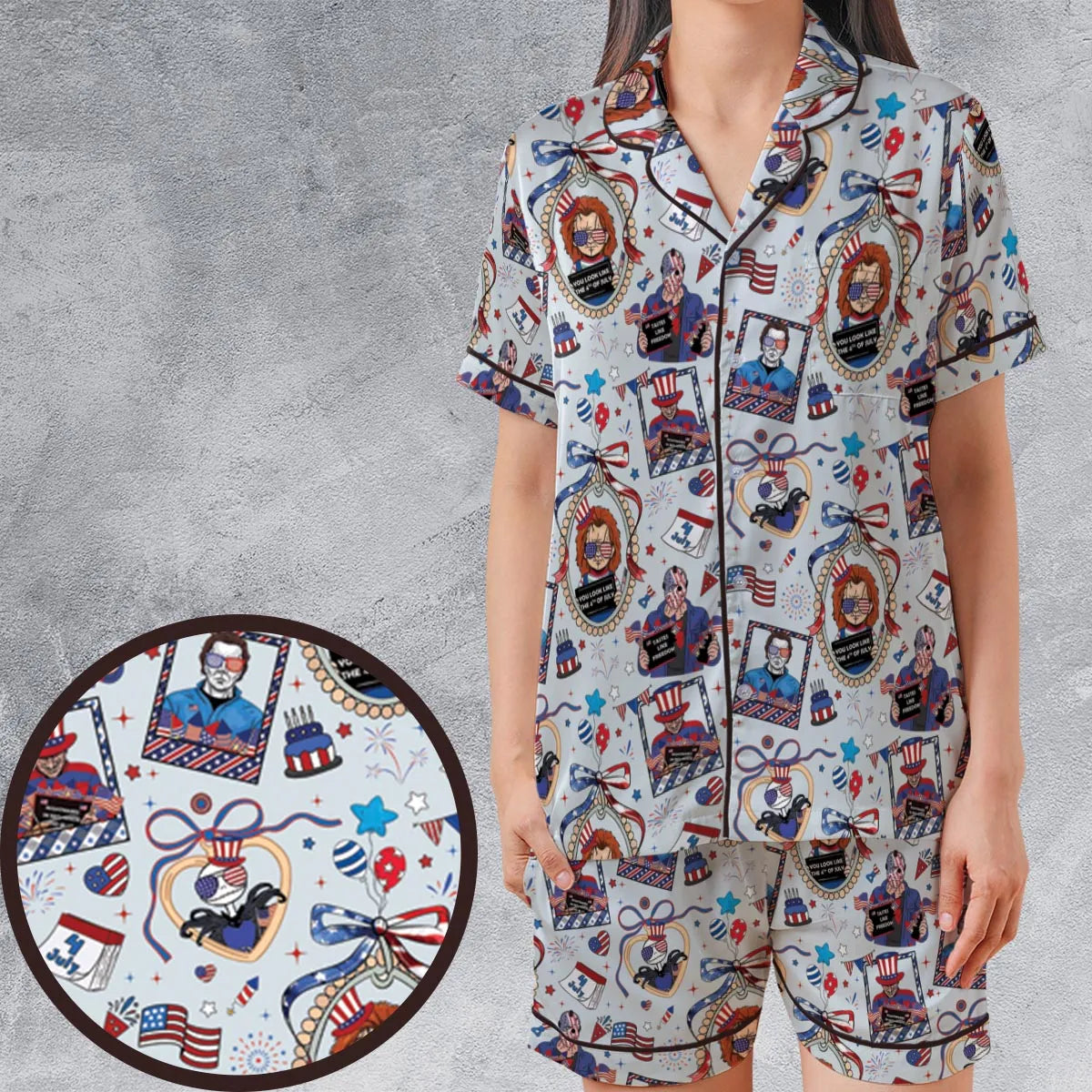 Satin Short-Sleeve Pajamas Set - HWTSSLXE