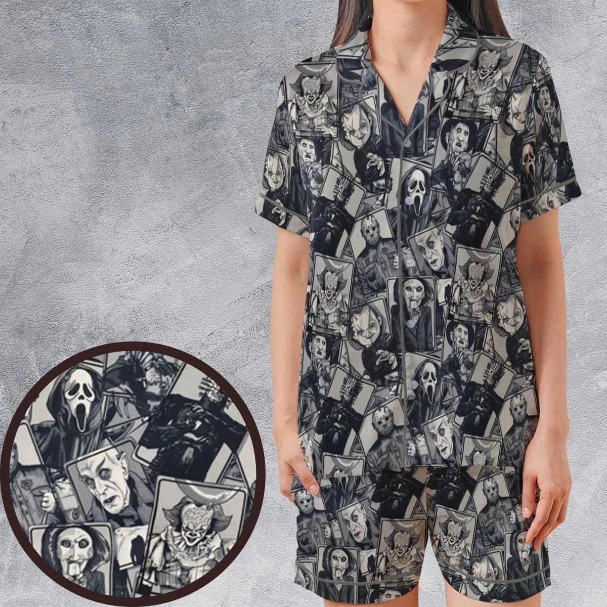 Satin Short-Sleeve Pajamas Set - M6KR1W9N