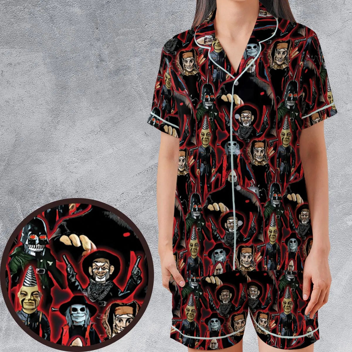 Satin Short-Sleeve Pajamas Set - A5GYCNJP