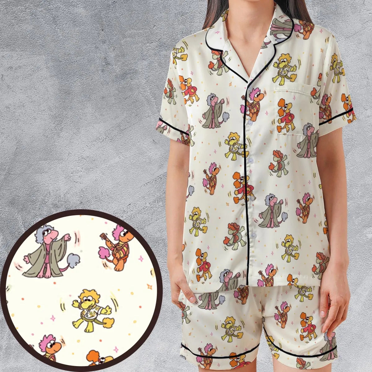 Satin Short-Sleeve Pajamas Set - 3MYCKMMS