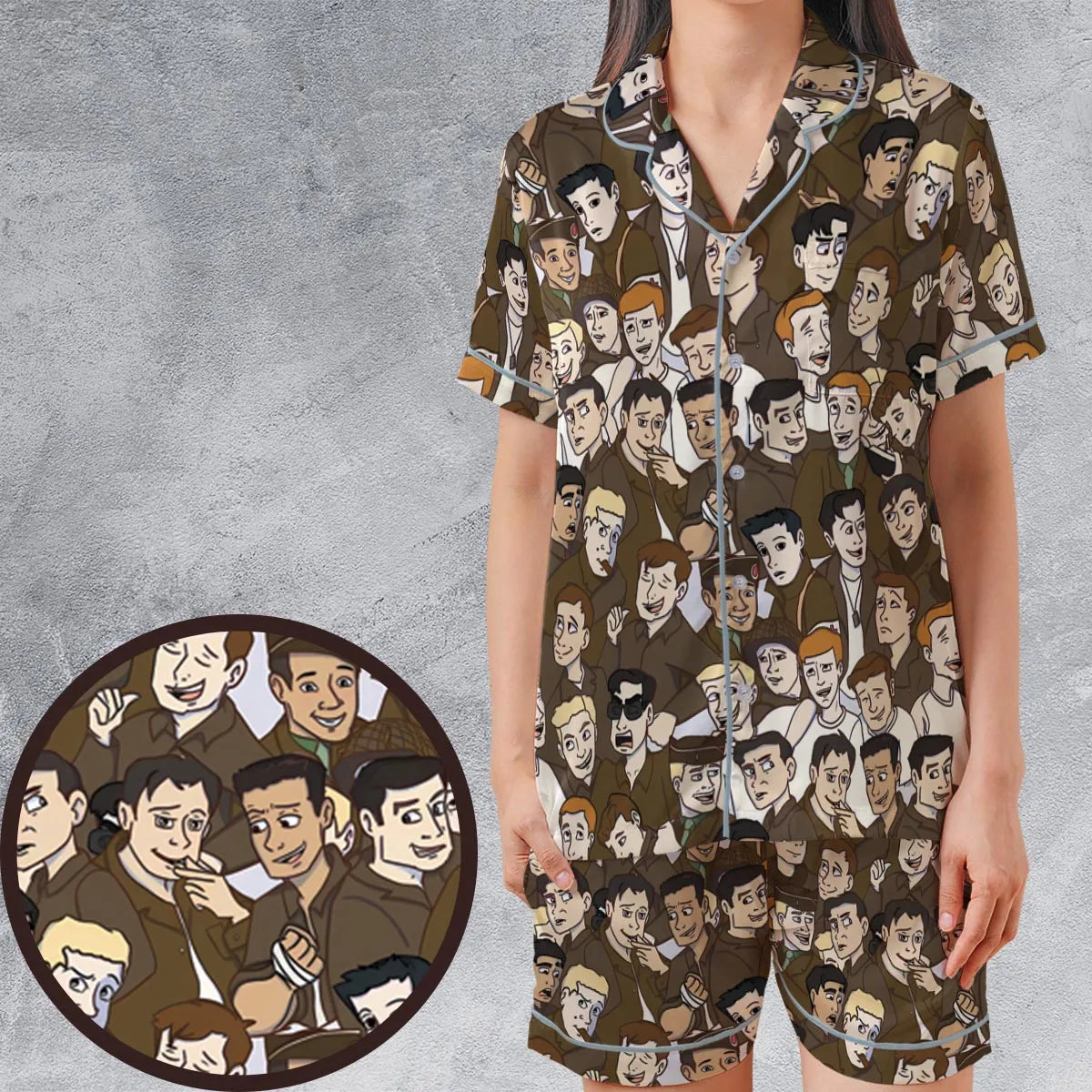 Satin Short-Sleeve Pajamas Set - WTZZJRVT