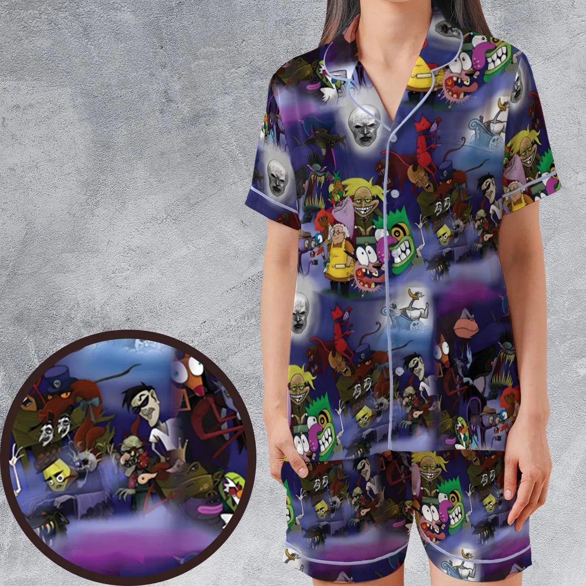 Satin Short-Sleeve Pajamas Set - V91F9S5U