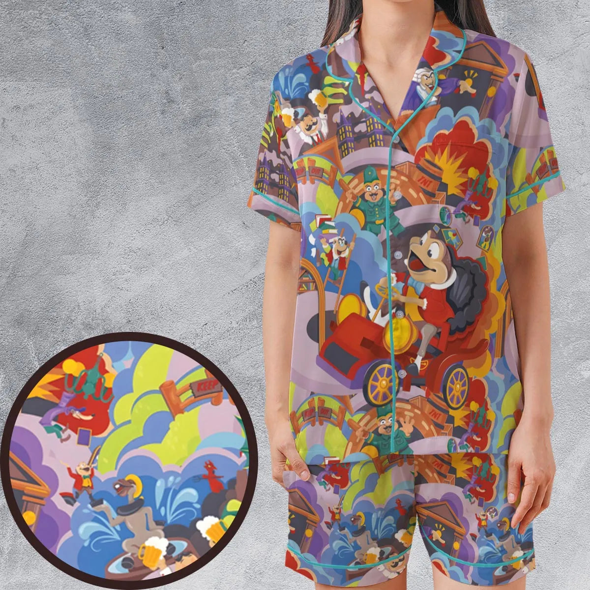 Satin Short-Sleeve Pajamas Set - CMXBS3AL