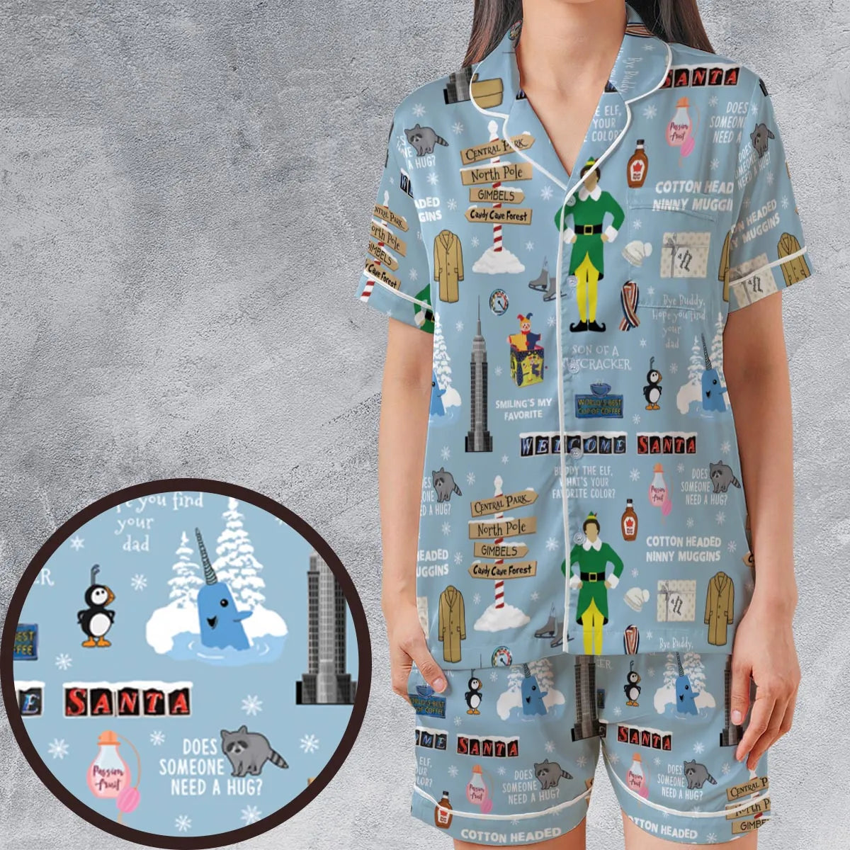 Satin Short-Sleeve Pajamas Set - VHD7EYQ8