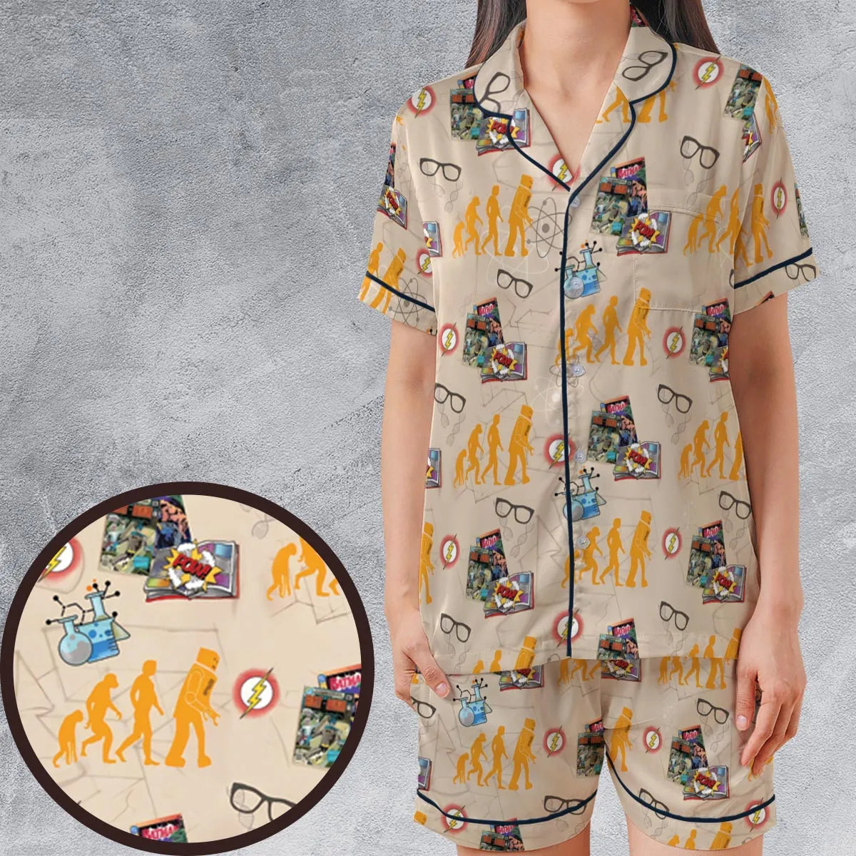 Satin Short-Sleeve Pajamas Set - 9E2MZVZN