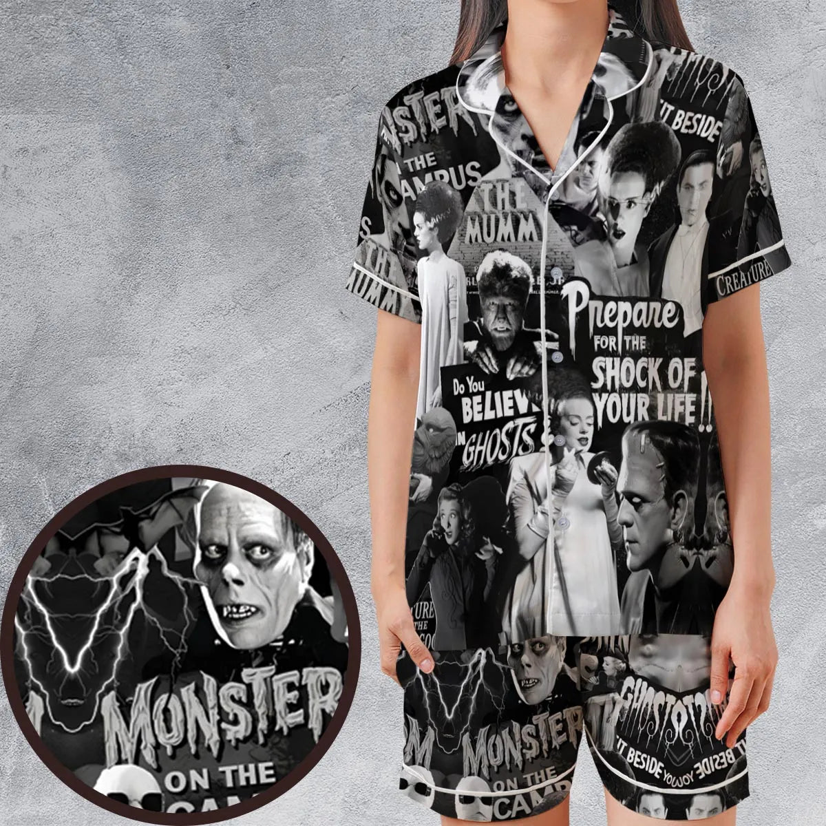 Satin Short-Sleeve Pajamas Set - 49C55BK7