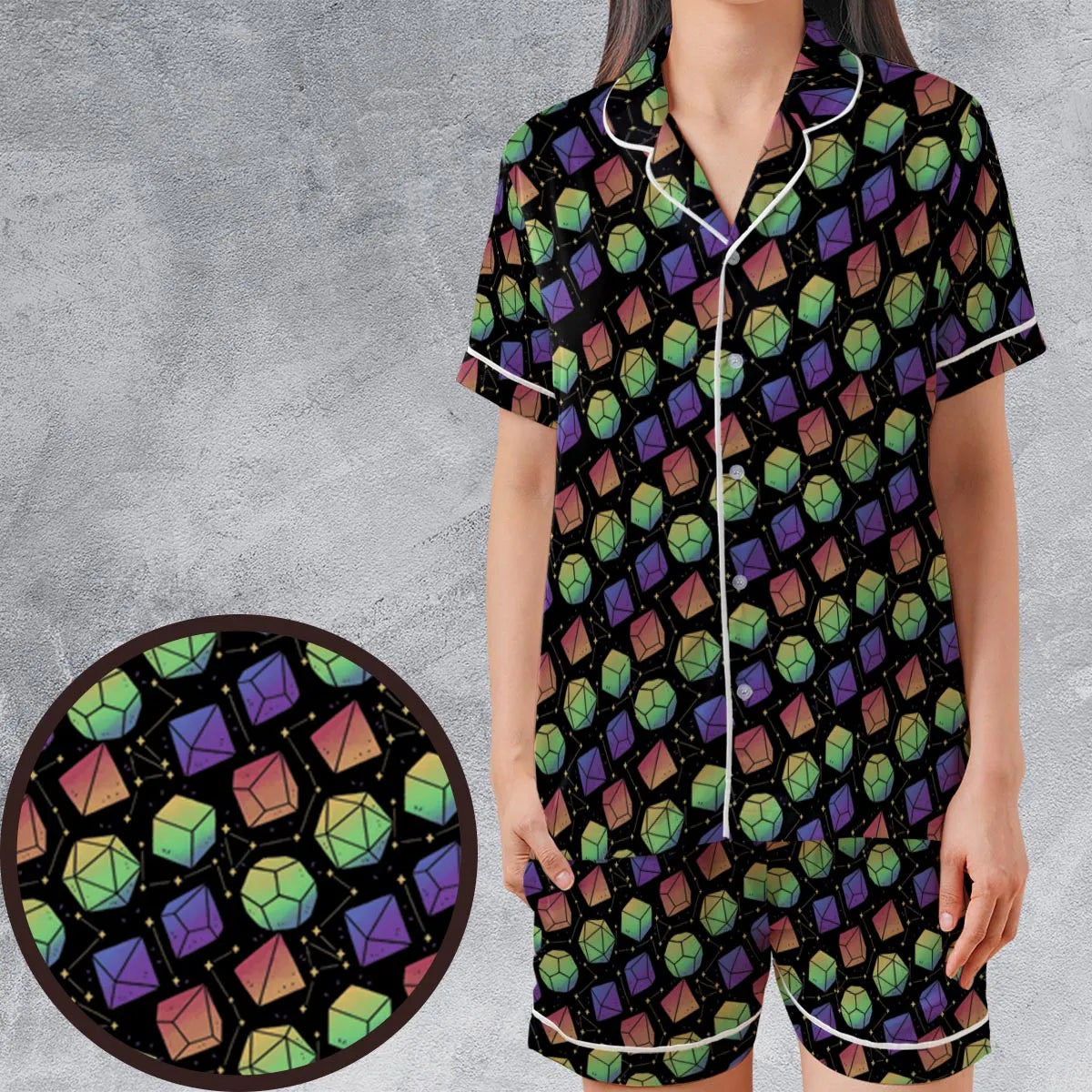 Satin Short-Sleeve Pajamas Set - ATQWFQXK