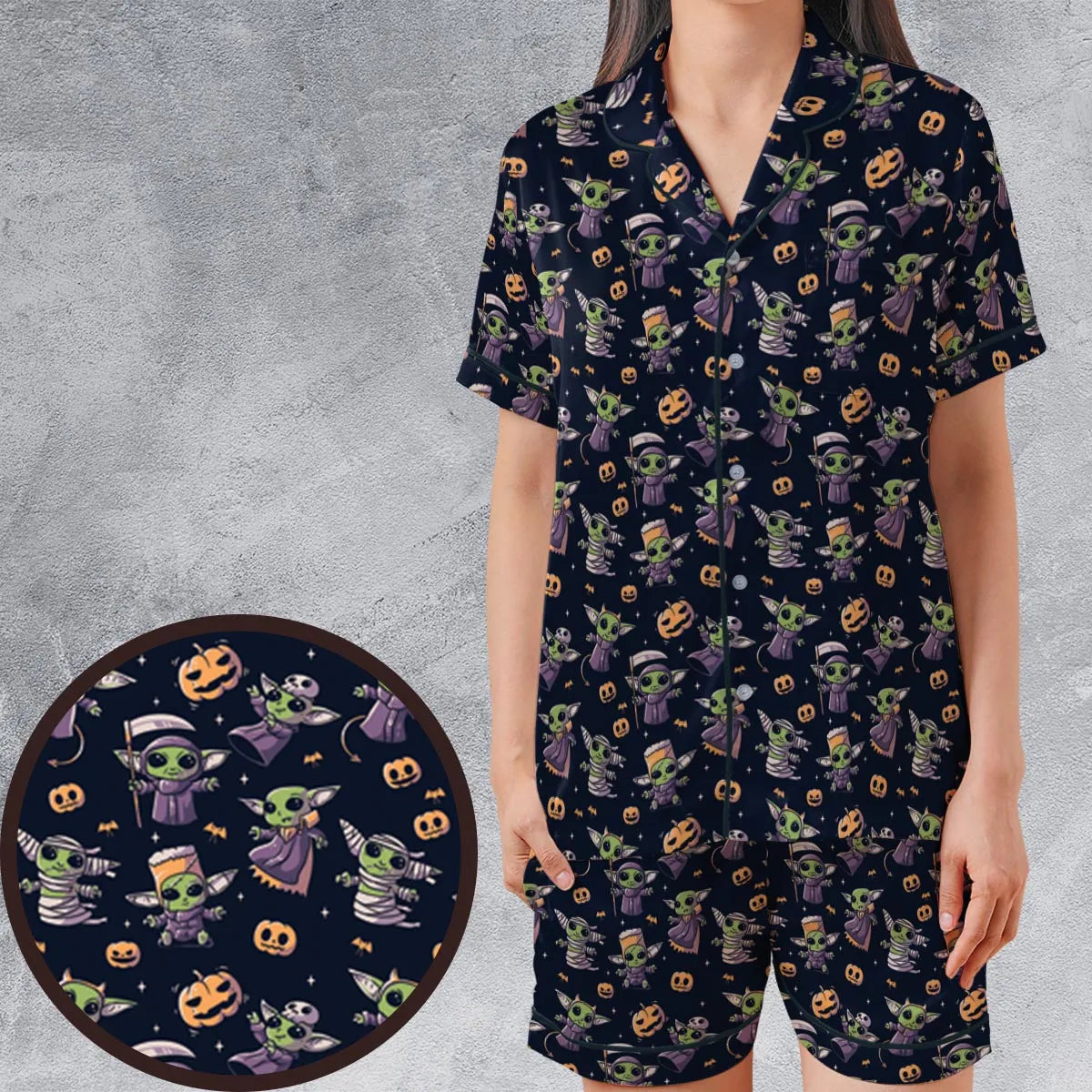 Satin Short-Sleeve Pajamas Set - 715HZKTP