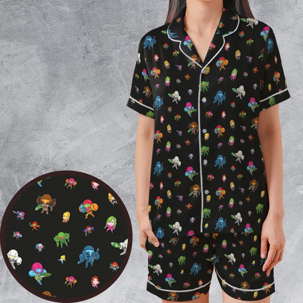 Satin Short-Sleeve Pajamas Set - T53JSZ56