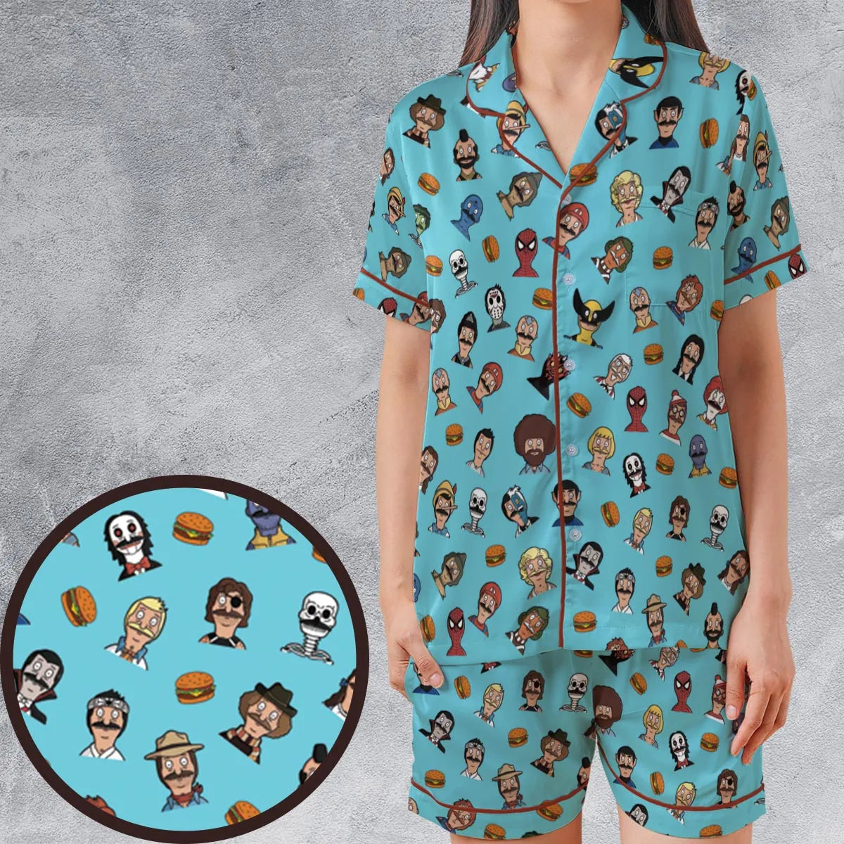 Satin Short-Sleeve Pajamas Set - RYS5Y725