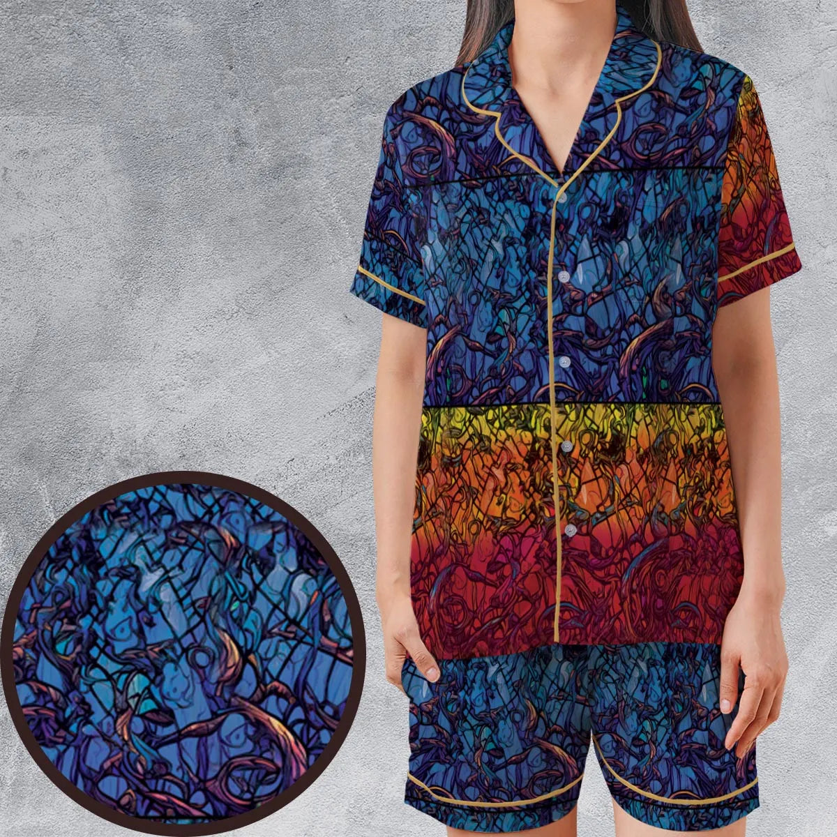 Satin Short-Sleeve Pajamas Set - NA8C5T5W