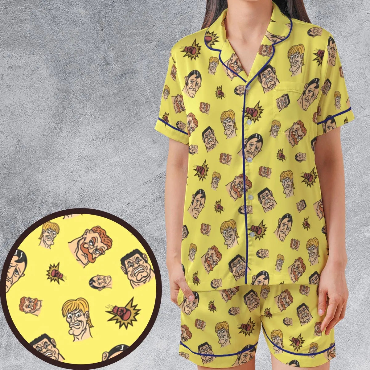 Satin Short-Sleeve Pajamas Set - BAQ5UFE6