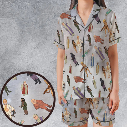 Satin Short-Sleeve Pajamas Set - U3516K9Q