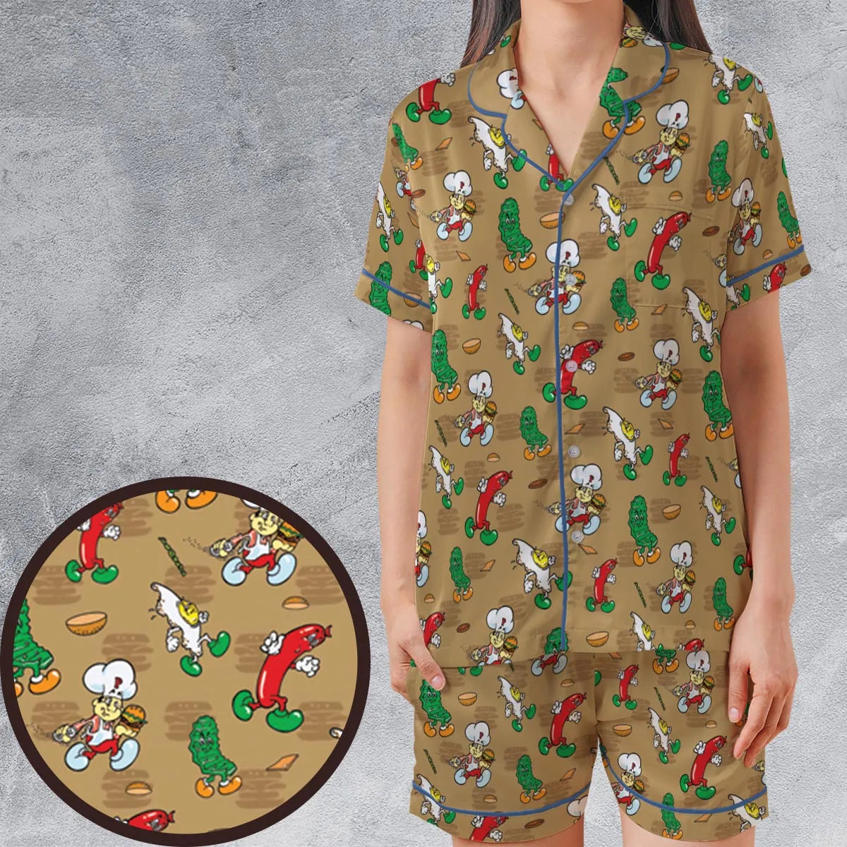 Satin Short-Sleeve Pajamas Set - K3WXLHCQ