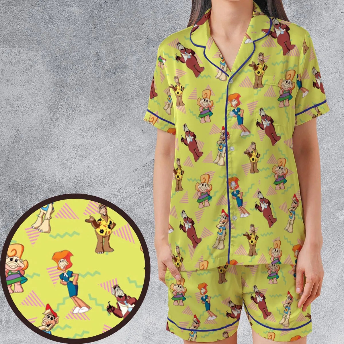 Satin Short-Sleeve Pajamas Set - G6QCA6Z6