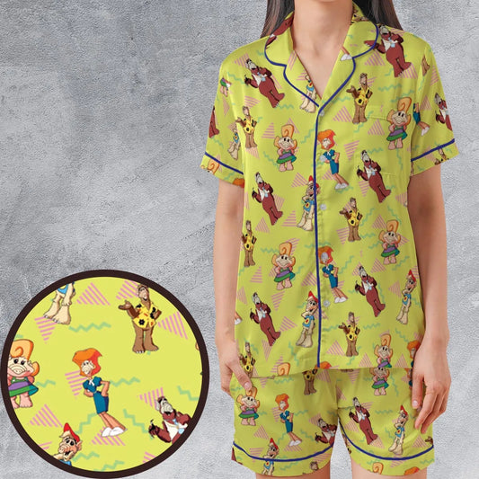Satin Short-Sleeve Pajamas Set - G6QCA6Z6