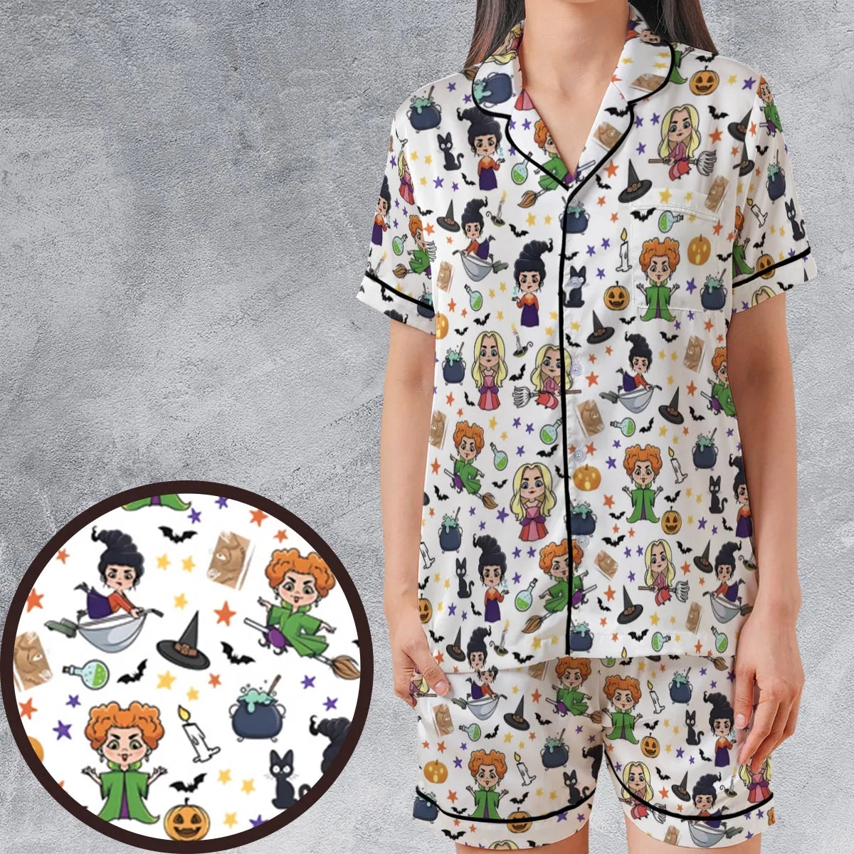 Satin Short-Sleeve Pajamas Set - K6T2HADW
