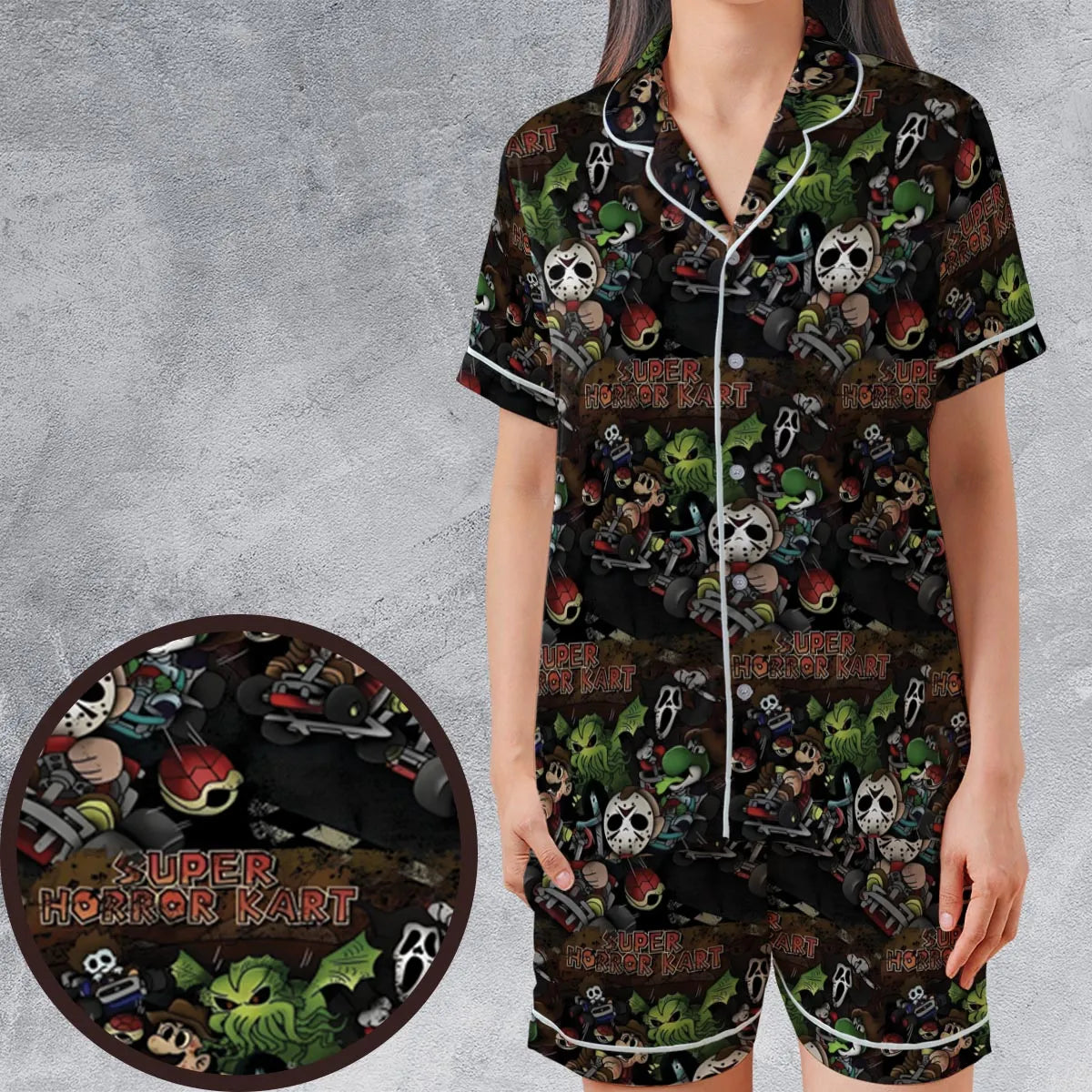 Satin Short-Sleeve Pajamas Set - BRTPQREX