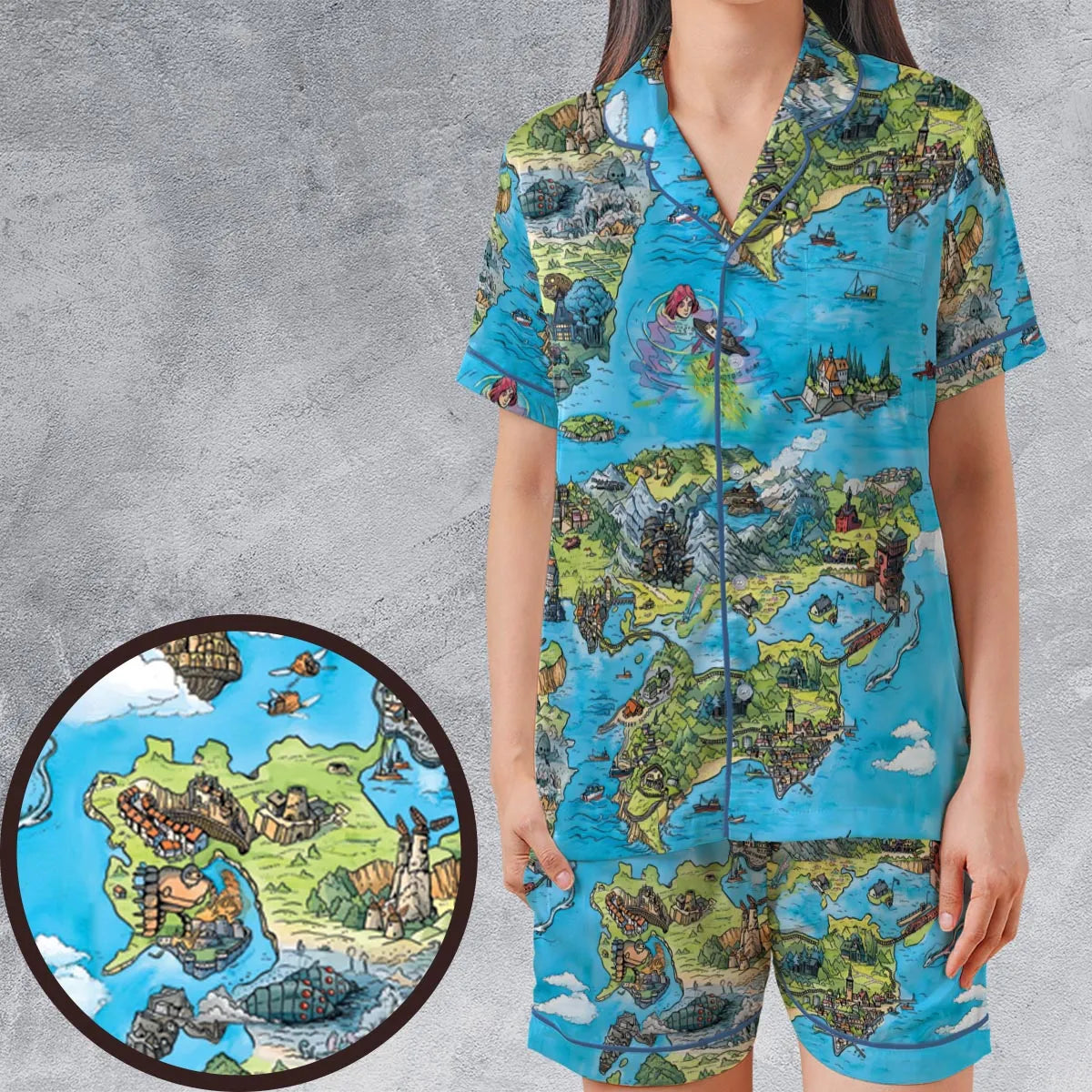 Satin Short-Sleeve Pajamas Set - PR2SAXFT
