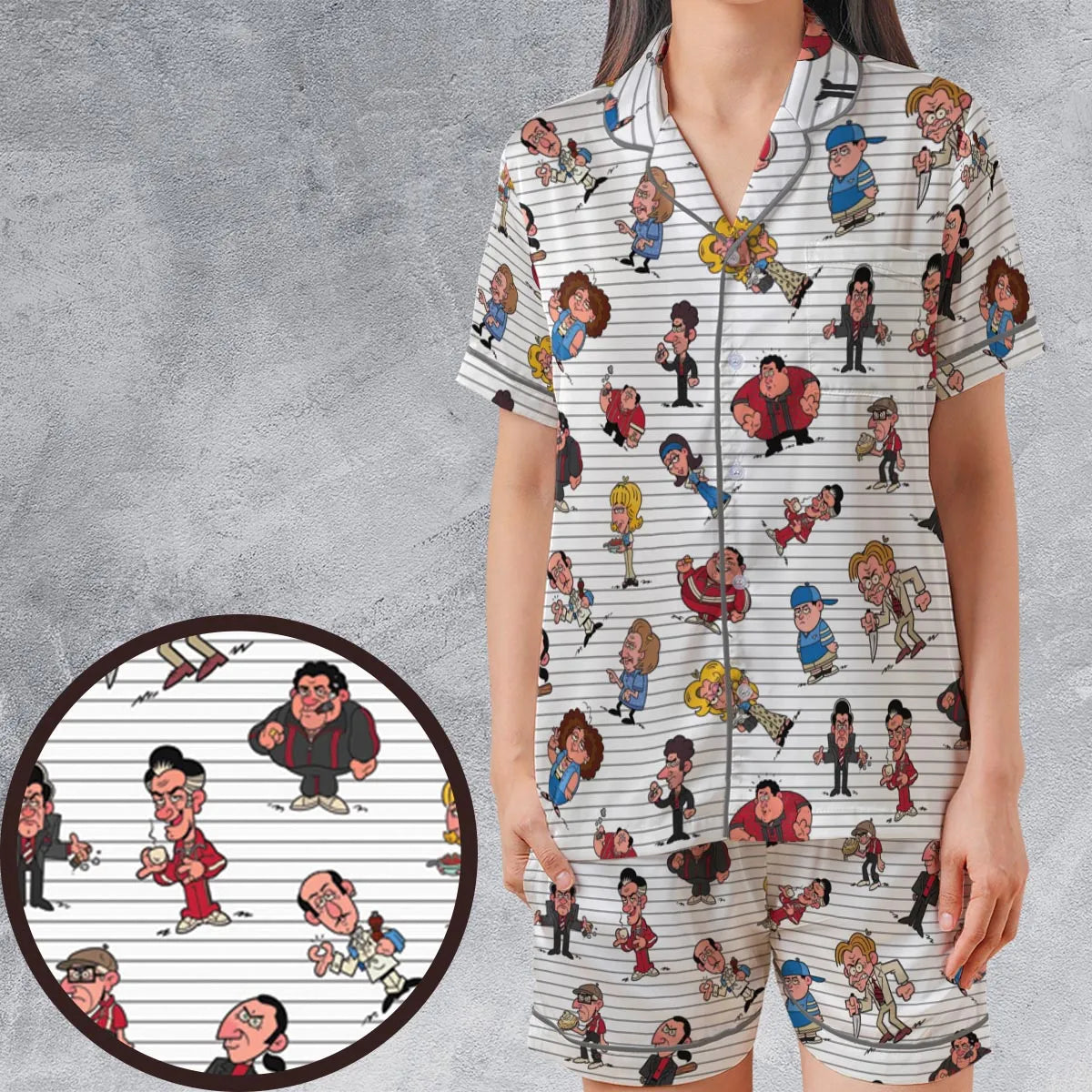 Satin Short-Sleeve Pajamas Set - MN1LXYCH