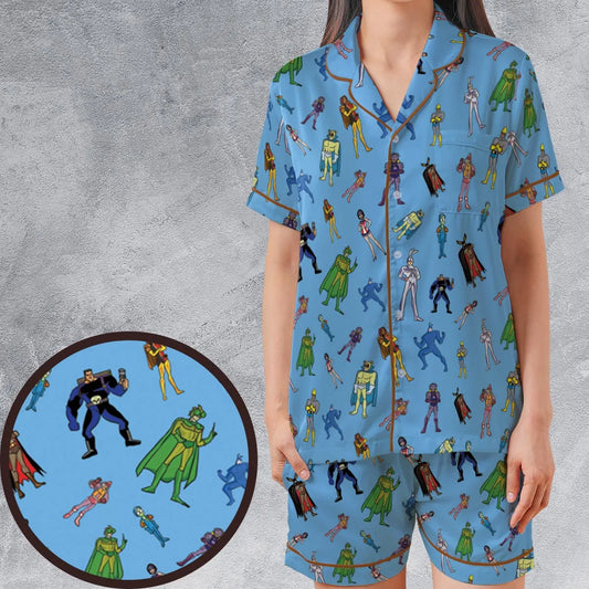 Satin Short-Sleeve Pajamas Set - ZEYZSHCN