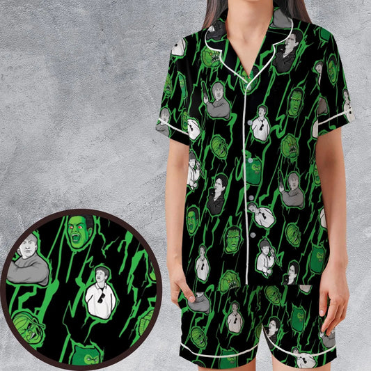 Satin Short-Sleeve Pajamas Set - A8PPNGWA