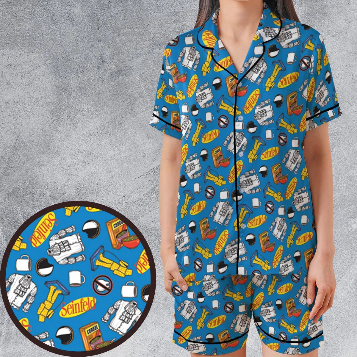 Satin Short-Sleeve Pajamas Set - W7ZJF3KL