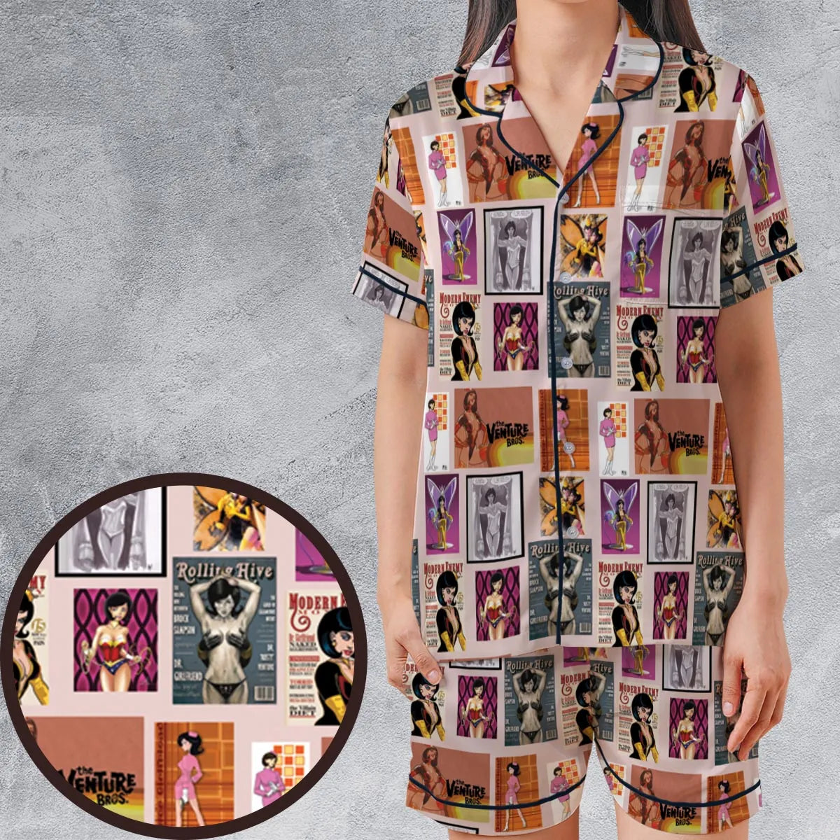 Satin Short-Sleeve Pajamas Set - 7Y2WYVD8