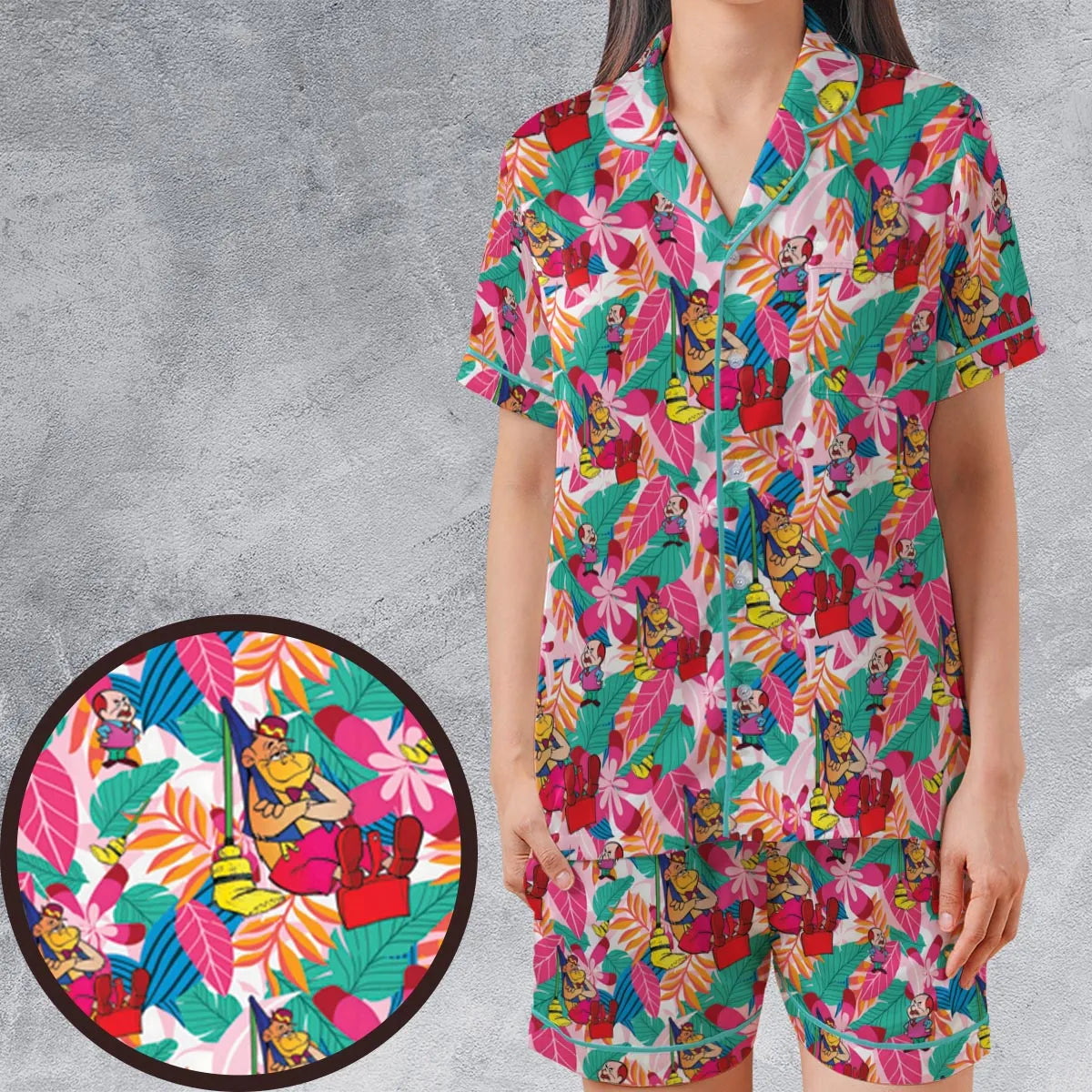 Satin Short-Sleeve Pajamas Set - 1ADWCZUF