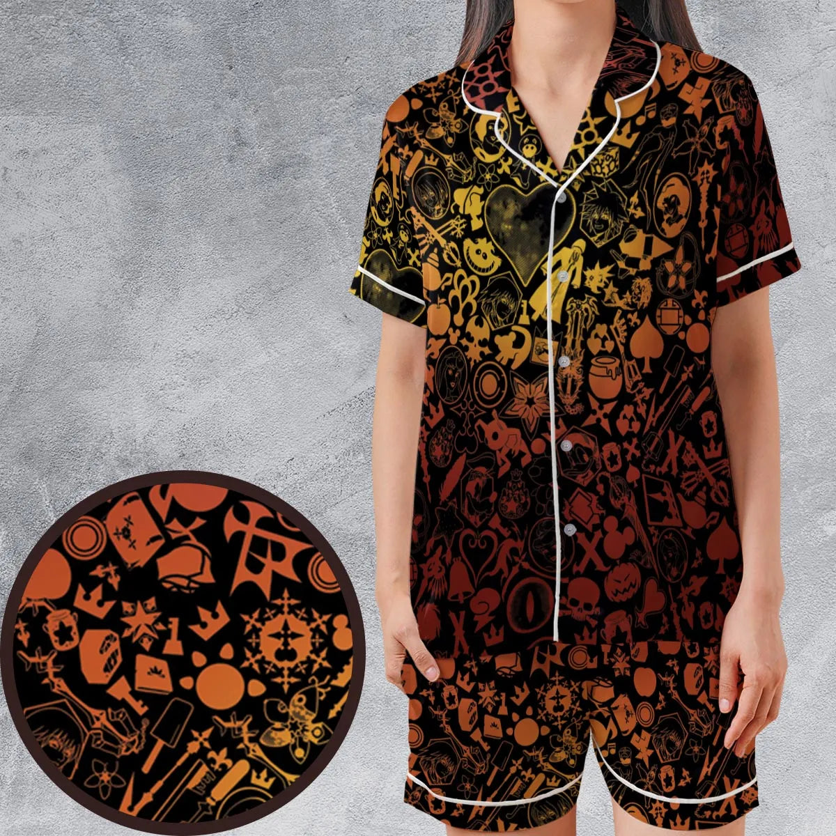 Satin Short-Sleeve Pajamas Set - JVNL16KN