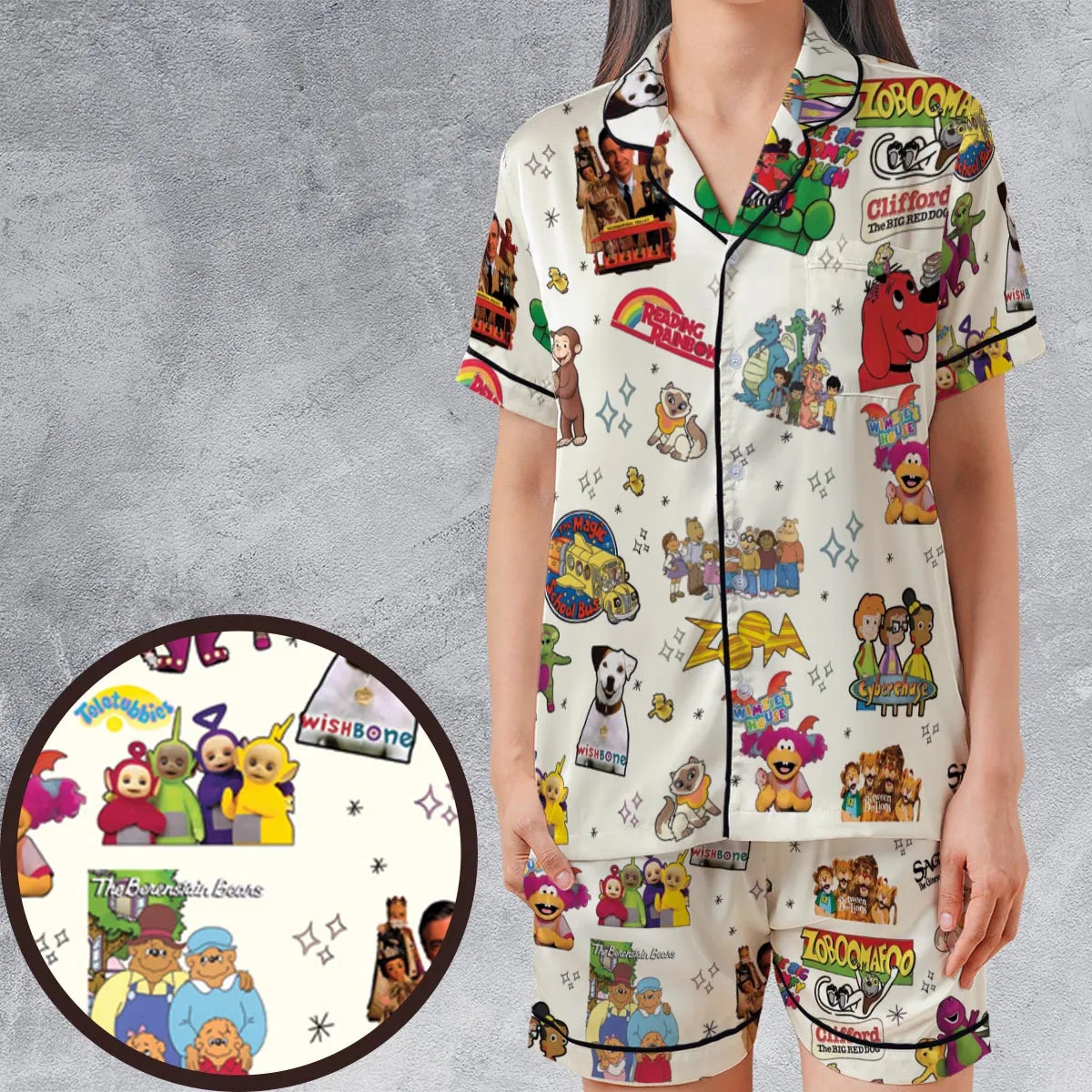 Satin Short-Sleeve Pajamas Set - 7LVVB3LE