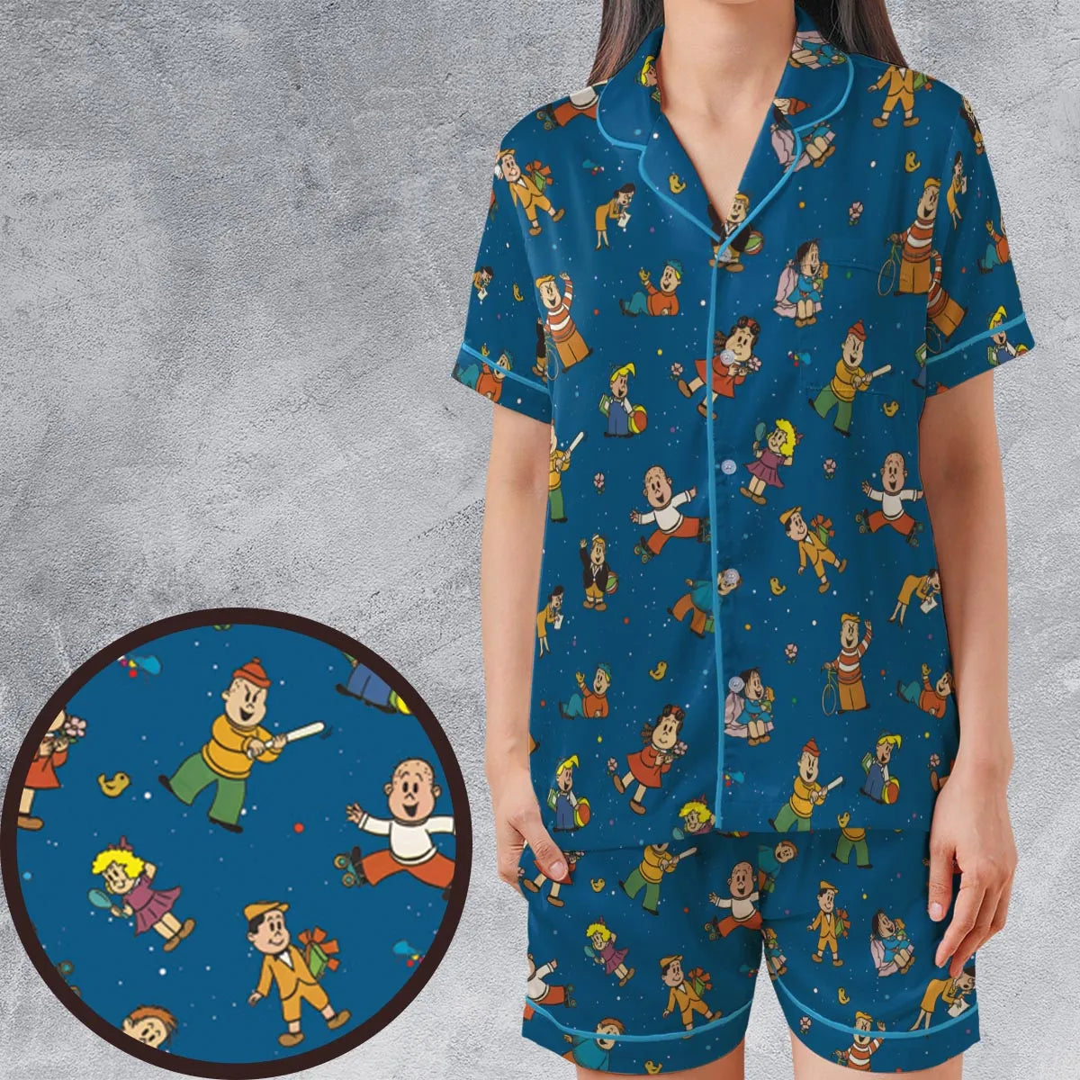 Satin Short-Sleeve Pajamas Set - HUAT7CNJ
