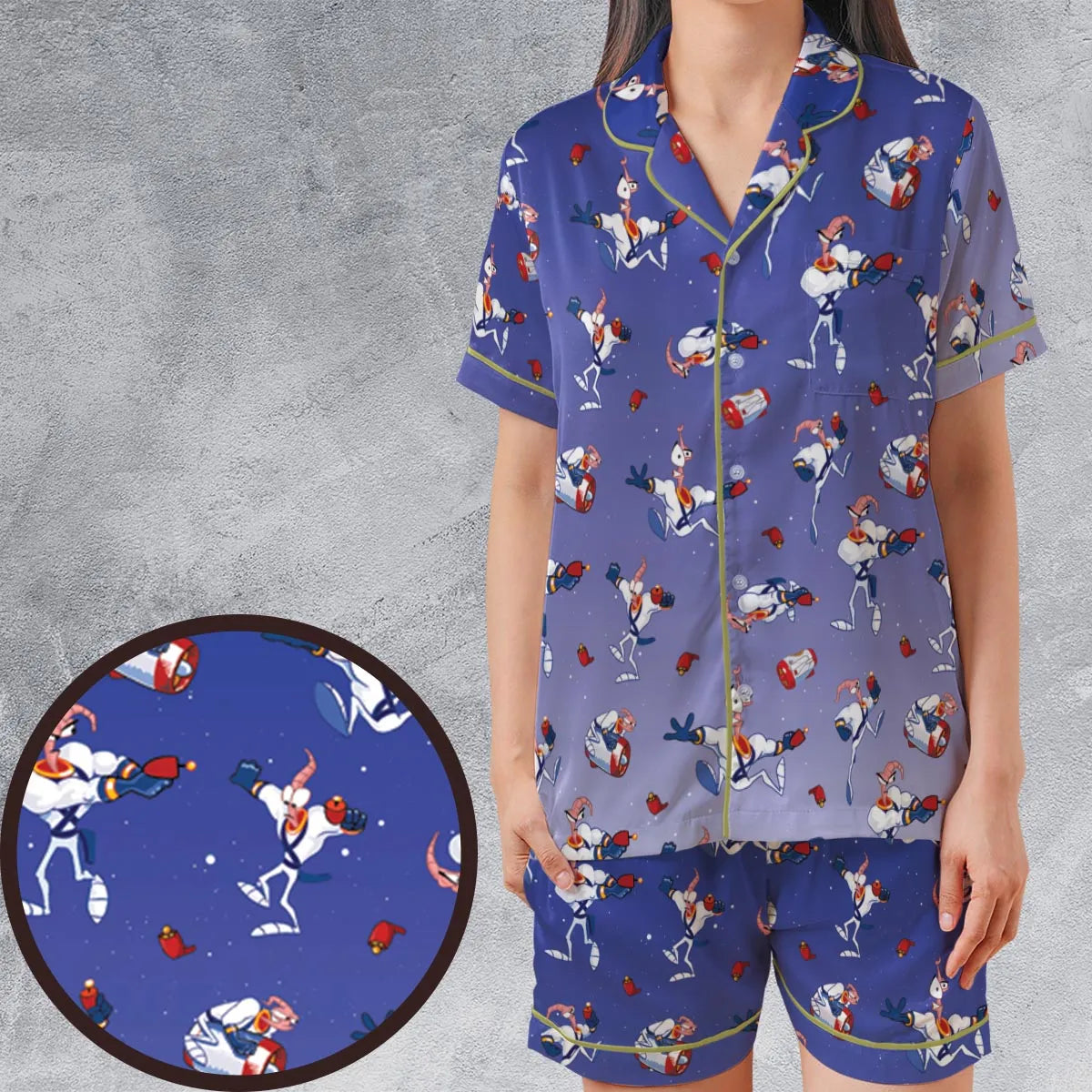 Satin Short-Sleeve Pajamas Set - GUSXQLFT