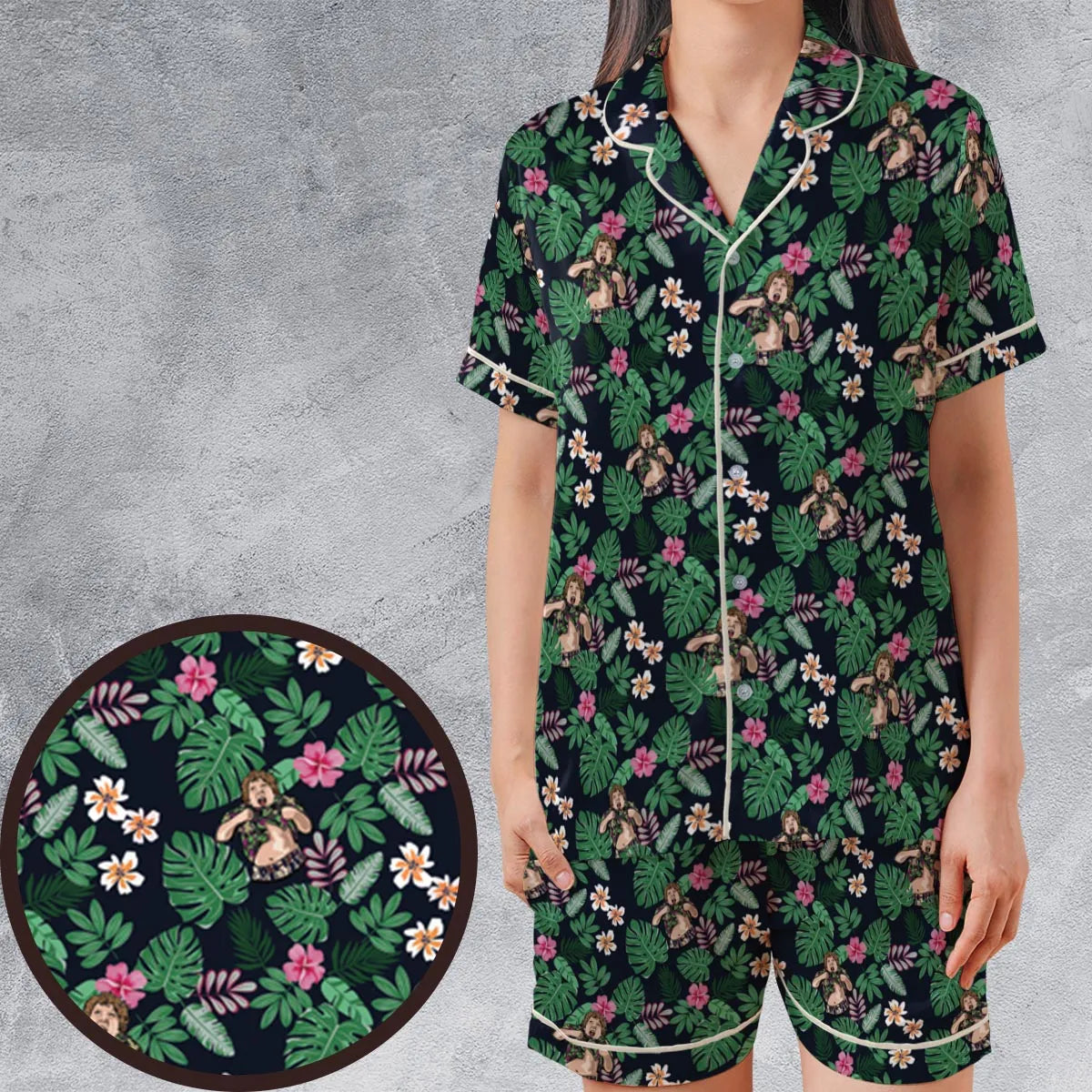 Satin Short-Sleeve Pajamas Set - E33SUGJK
