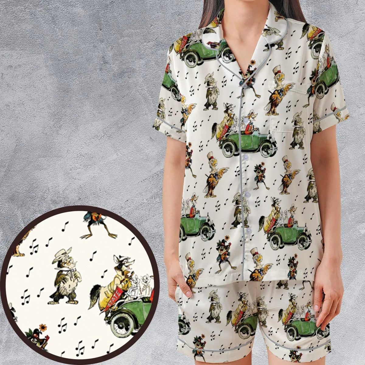 Satin Short-Sleeve Pajamas Set - J56747P9
