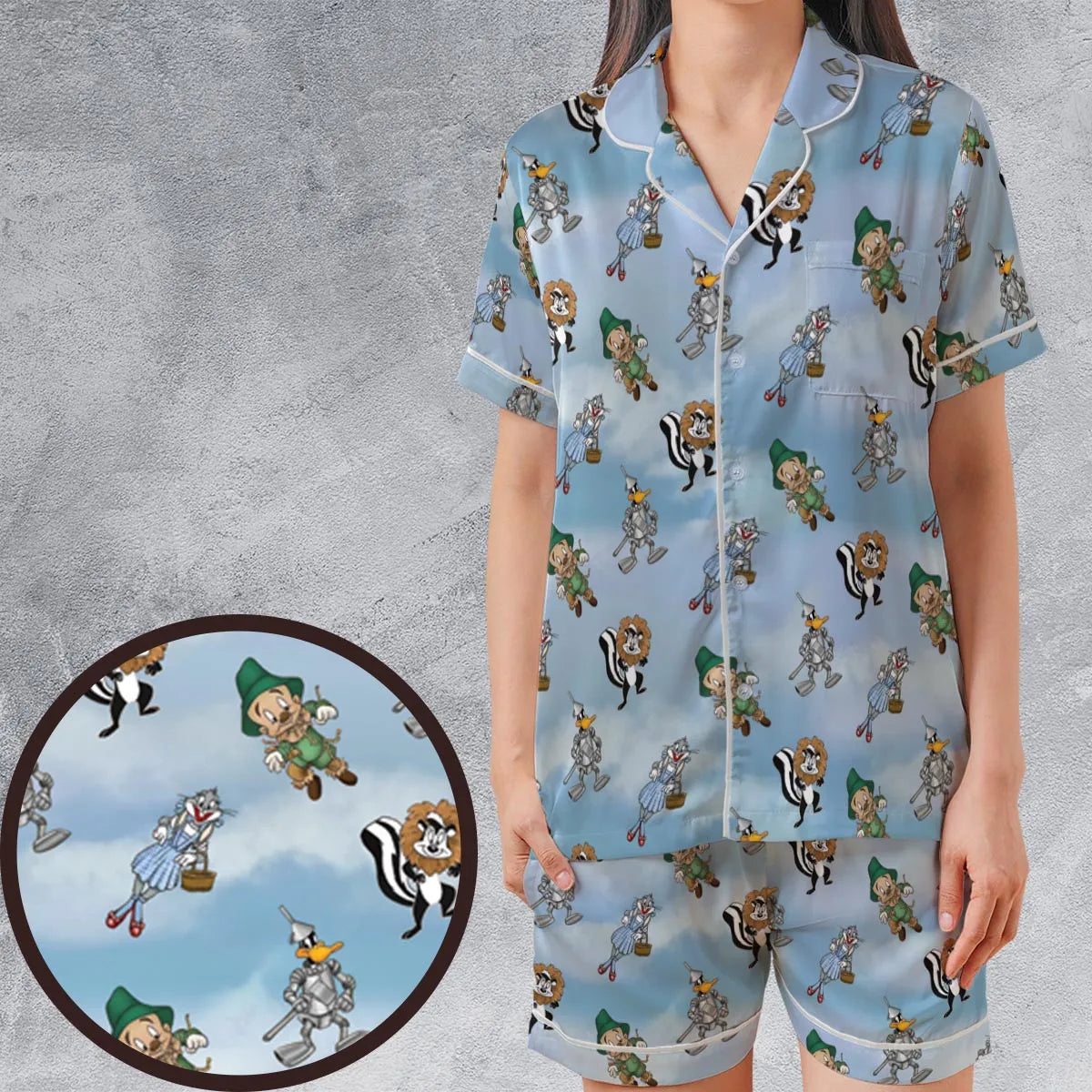 Satin Short-Sleeve Pajamas Set - FX3F7AHY