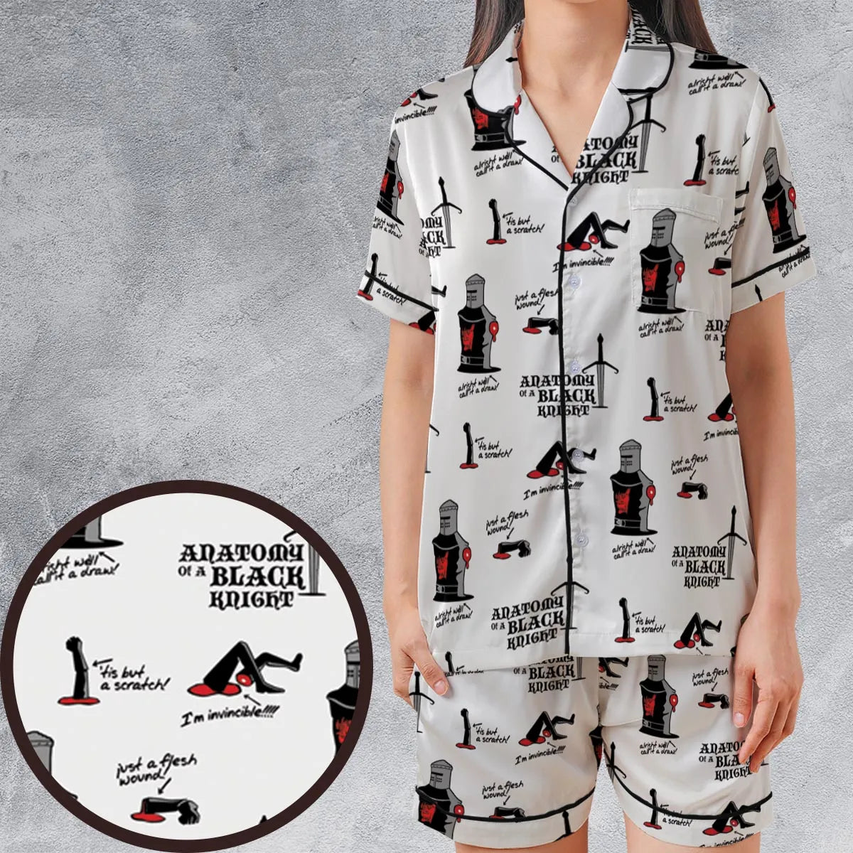 Satin Short-Sleeve Pajamas Set - RHPHZAPZ