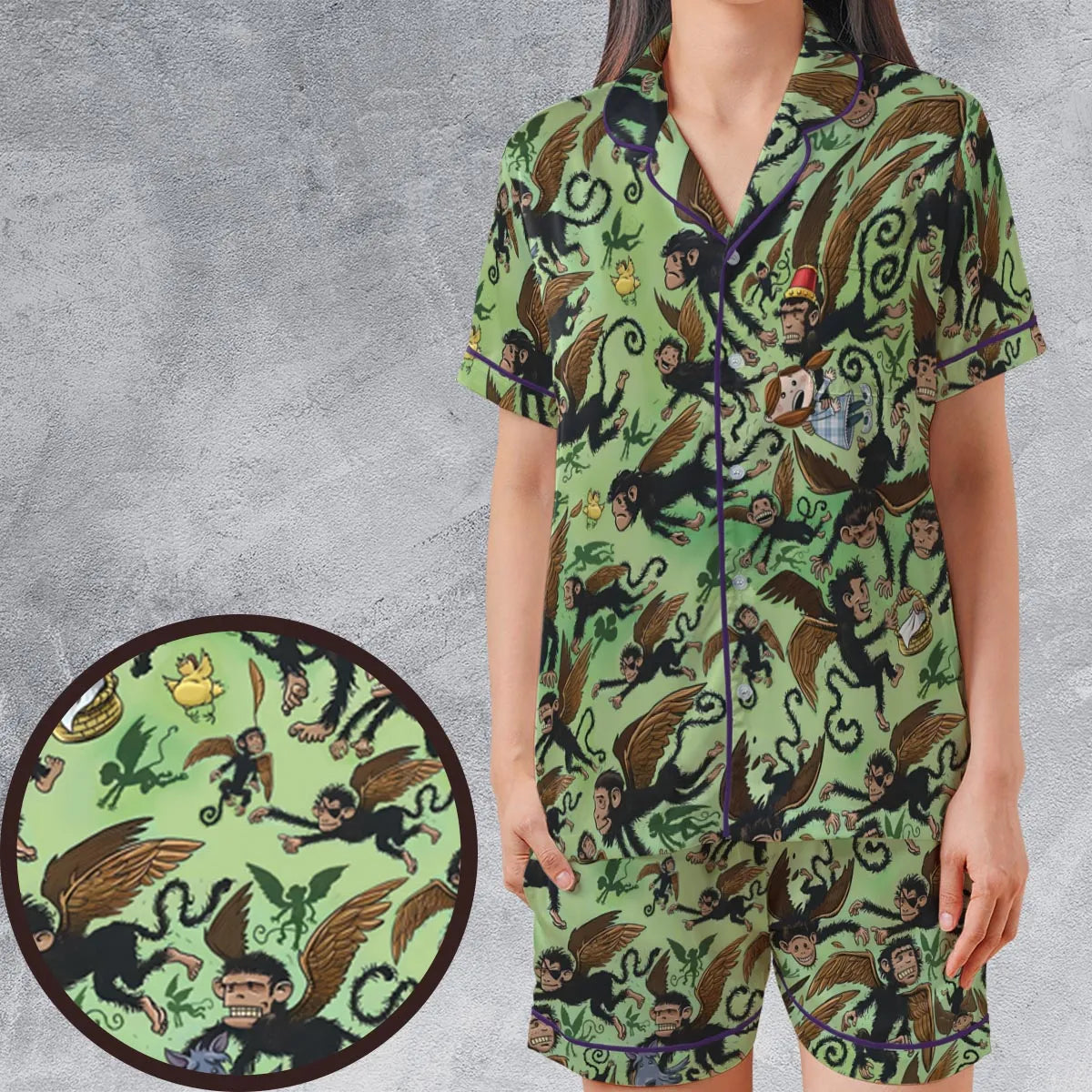 Satin Short-Sleeve Pajamas Set - G5CGYNWC