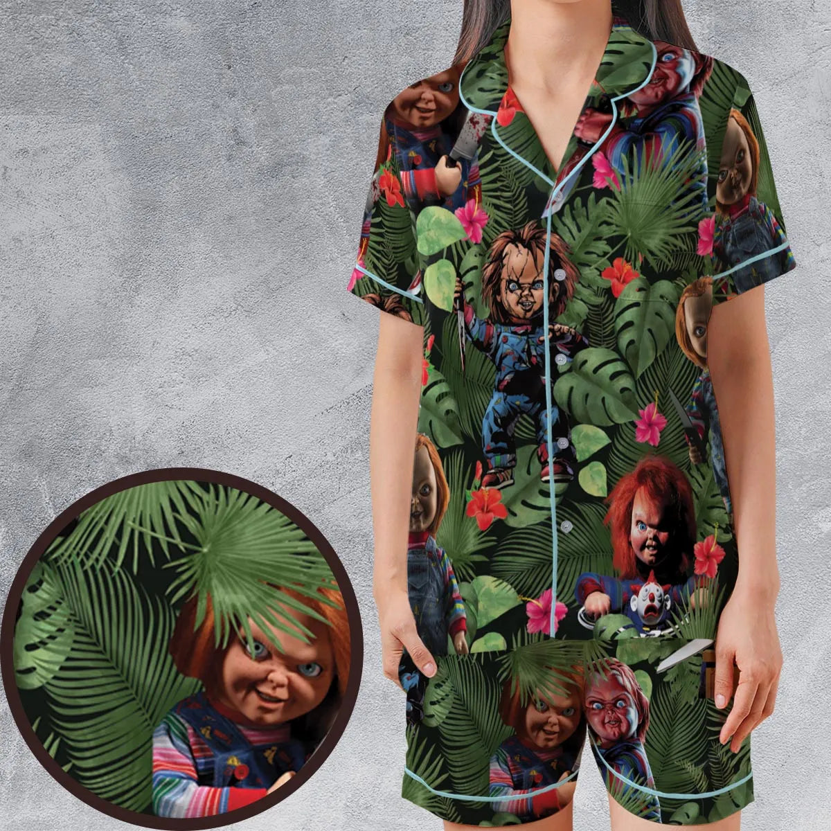 Satin Short-Sleeve Pajamas Set - BZUA1ELM