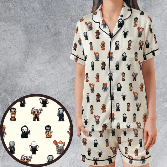 Satin Short-Sleeve Pajamas Set - RKY2U2UT