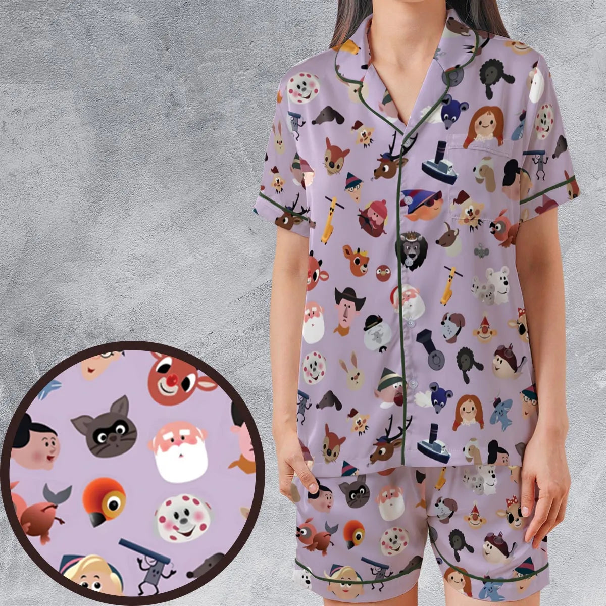 Satin Short-Sleeve Pajamas Set - ZLD9SH2Q