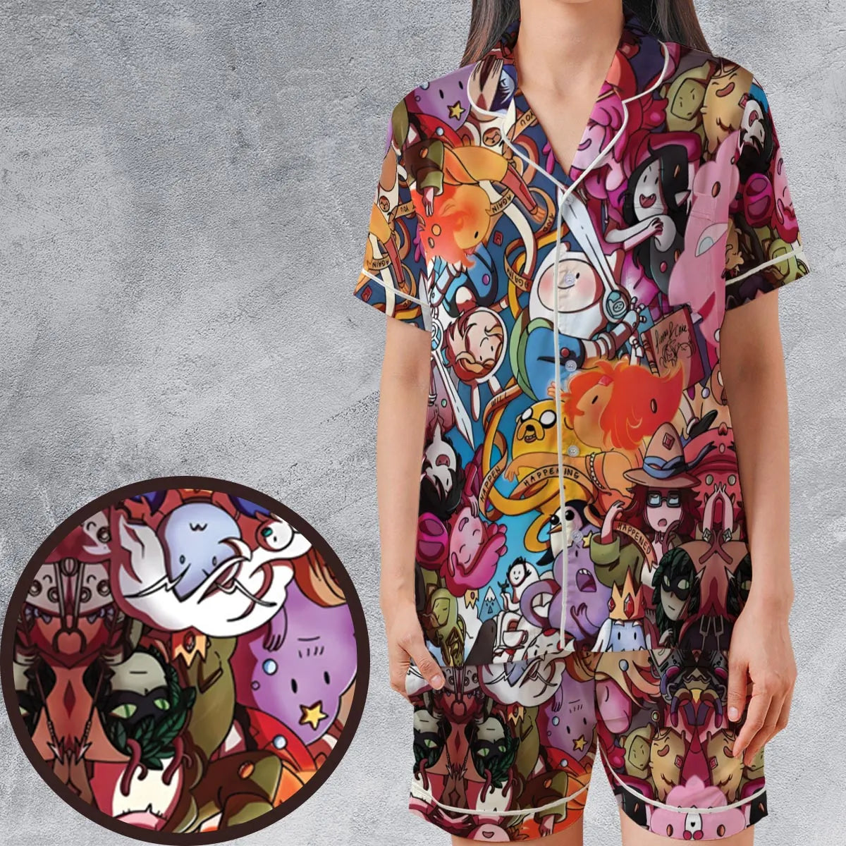 Satin Short-Sleeve Pajamas Set - M2NLY3JS