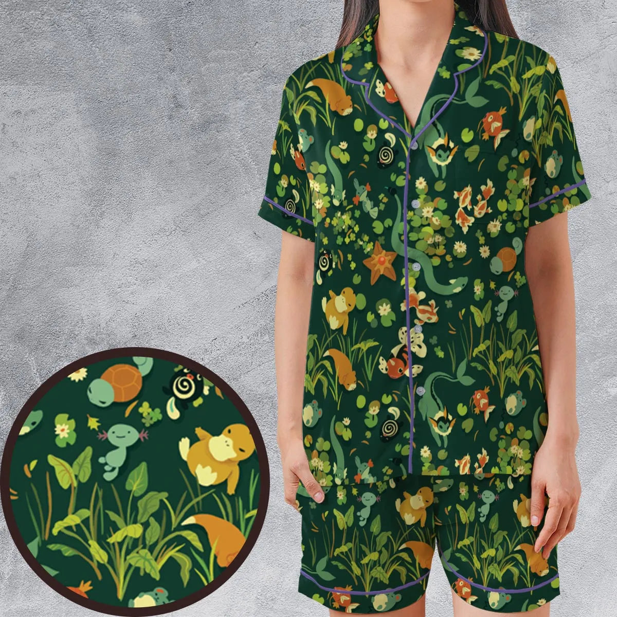 Satin Short-Sleeve Pajamas Set - KJC4T9PM