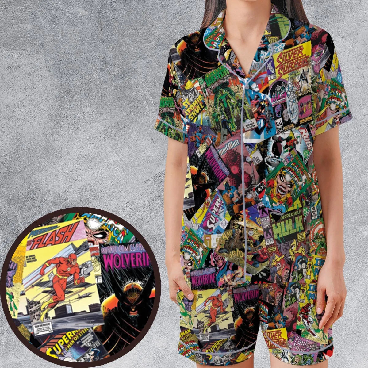 Satin Short-Sleeve Pajamas Set - 5D5228B2