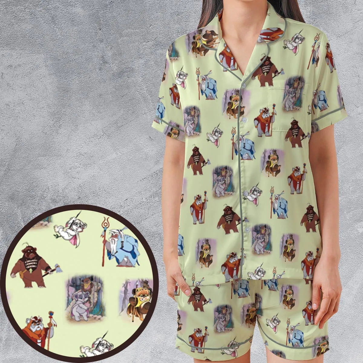 Satin Short-Sleeve Pajamas Set - 3A18AJ7R