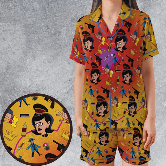 Satin Short-Sleeve Pajamas Set - CNJX34VY