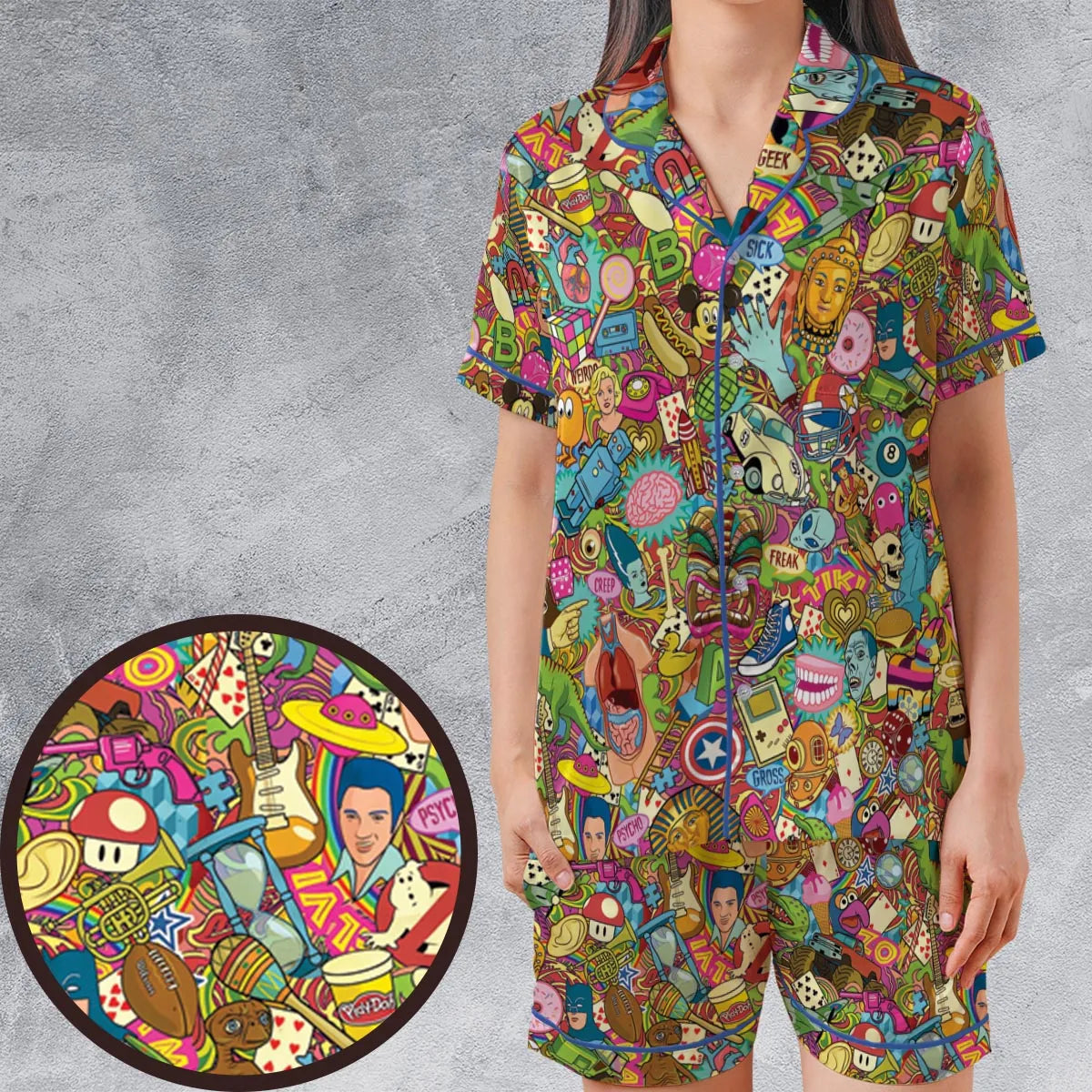 Satin Short-Sleeve Pajamas Set - HT8ETVMS